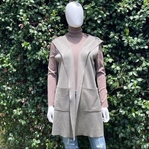 Evolution by Cyrus Light Green Long Loose Hood Open Cardigan